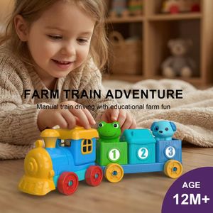 Giocattoli Montessori per l'apprendimento precoce dei bambini, trenino con animali della fattoria, 10 marionette da dito, giocattoli per ordinare, contare e abbinare - Product Image 6