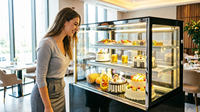 Vitrine Réfrigérée Commerciale Double Température pour Pâtisseries et Boulangeries, Portes Vitrées, Capacité 800L, Acier Inoxydable, Refroidissement par Air, Automatique 2
