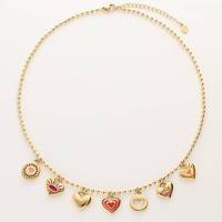 Nouveau Collier Pendentif Cœur Coloré en Acier Inoxydable Géométrique DIY Petit Bijou PVD Or 18 carats Dopamine