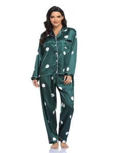 Pijamas de Satén para Mujer con Logotipo Personalizado al por Mayor, Conjunto de Pijama con Estampado de Rayas para Mujer - Product Image 5