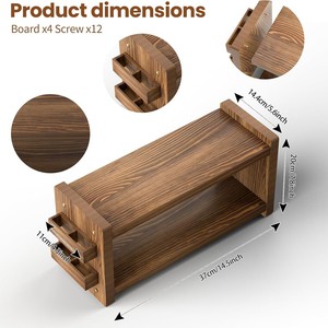 Solid Wood <b>Kitchen</b> Countertop Storage <b>Rack</b> With Cup Holder And Utensil Organizer For Bar Counter Use - Product Image 4