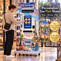 Machine de gravure laser de pièces de monnaie souvenirs DIY en gros avec écran tactile 21,5 pouces pour attractions et opérateurs – Personnalisation de pièces de monnaie avec nom