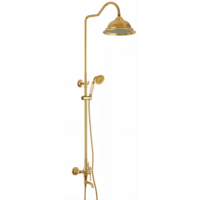 Ensemble de douche classique de style européen en laiton massif avec cartouche céramique, finition dorée, pomme de douche extensible, robinet mural pour hôtel