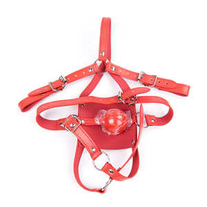 Tête en cuir bondage bouche couvert sm harnais bondage souple pu bouche balle gags sex toy pour femmes hommes - Product Image 4