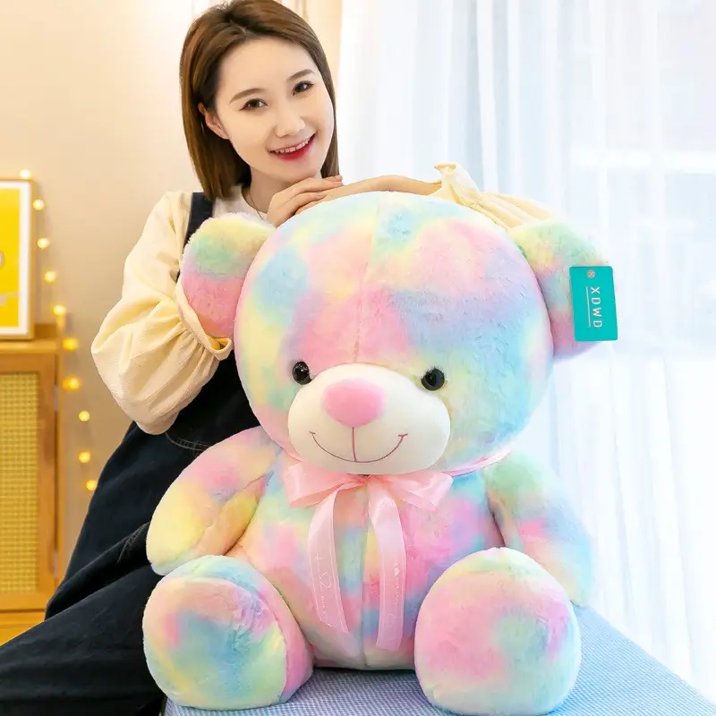 Custom Valentine's Day Teddy Bear Animal Soft Plush Toy 35cm 45cm 65cm Rainbow Color Stuffed Teddy Bears For Sale