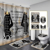 Set da Bagno Muyu Classic a 4 Pezzi con Stampa Digitale di Donne Africane, Tenda Doccia Impermeabile con 12 Ganci e Tappetini Antiscivolo