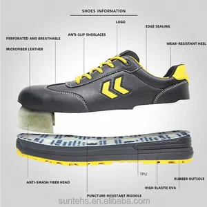 BH05 SBP + I plastik kafa mikrofiber deri sandviç astar yüksek elastik sünger astarı güvenlik ayakkabıları