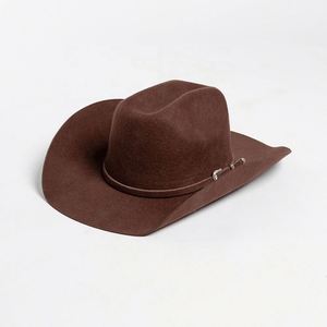 Custom Autumn and Winter New Fashion Belt Buckle Embellished Wool Fedora <b>Hat</b> Outdoor Warmth Multiple Size Large Head Cowboy <b>Hat</b> - Product Image 4
