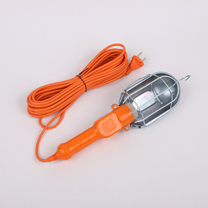 ไฟทำงานแบบมือถือพร้อมตะขอ ไฟตรวจสอบแบบพกพา 110-220V หลอดฮาโลเจน ฝาครอบโลหะสีส้ม สำหรับซ่อมรถยนต์ - Product Image 1