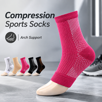 Chaussettes de sport de compression en gros avec soutien de la voûte plantaire et manchon de cheville pour la course et l'entraînement physique, pour hommes et femmes
