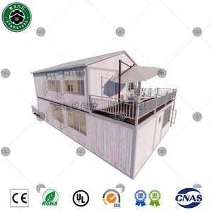 Casa Prefabricada Modular de Acero Ligero con Escalera Exterior y Terraza, Acabado en Madera Blanca para Alojamiento Vacacional - Product Image 3