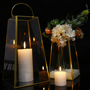 Vetro trapezoidale in metallo lanterna geometrica appesa terrario interno/esterno piantatrice a secco per la tavola di arredamento per la casa - Product Image 2