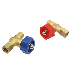 Vanne de régulation Huawi 1/2 pouce pour gaz de soudage oxygène, acétylène, propane avec poignée bleue et rouge - Product Image 1