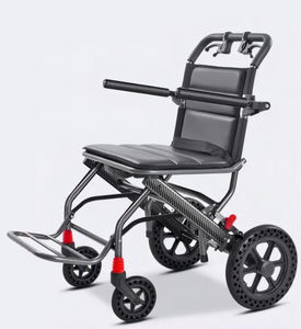 Fauteuil roulant de transport en aluminium d'impression de transfert de fibre de carbone. Facile à voyager, verrouillage des freins à main, pliage, portable. - Product Image 4