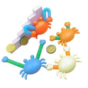 Kids Sensory Straw Variety Shapes Magic Flexible Stretch Pipe Zappeln Spielzeug LED Light Stretching Crab Teleskop Pop Tube