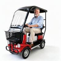 Quadricycle électrique biplace à moteur sans balais avec auvent, scooter à 4 roues pour seniors, capacité 300 kg, batterie au lithium