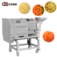 Cortadora de Verduras Eléctrica Comercial de Doble Cabezal, Multifuncional, Rebanadora de Patatas, Cortadora Automática de Verduras