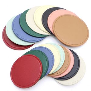 Ensemble de dessous-de-verre ronds en cuir PU au design moderne pour tasses à café, tasses à thé, napperons de table pour dîners, mariages, bars, fêtes - Product Image 1