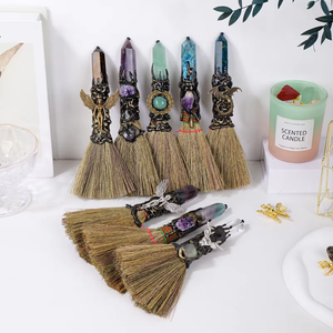 2024, venta al por mayor, Varita de punto mágico de cristal Natural, escoba pequeña, suministros de altar de brujería, escoba de bruja de cuarzo energética, regalo de Helloween - Product Image 5