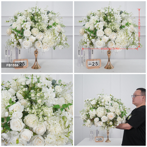 New Artificial Wedding Table Floral ball Arrangements Decoration Silk White Green Rose Flower Ball Wedding Centerpieces - Product Image 3