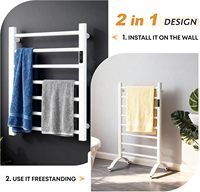 Porte-serviettes chauffant pour salle de bain, chauffe-serviettes mural, chauffe-serviettes avec écran LED, porte-serviettes avec 8 barres, blanc