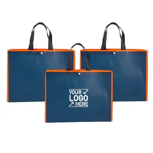 Borsa per la spesa in tessuto Non tessuto con pellicola laminata con Logo personalizzato con Snapper, borsa regalo in tessuto Non tessuto con bottone a pressione