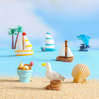 Mini figurines de plage en résine, planches de surf, voiliers, mouettes, coquillages, ornements pour micro-paysages, scènes de bord de mer DIY, décorations de bureau, Diwali