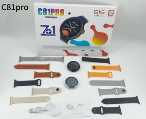 ساعة ذكية C81 PRO مع شاشة كبيرة مقاومة للماء IP65 مع موسيقى مدمجة واتصال بلوتوث و7 أحزمة متعددة للرياضة - Product Image 3