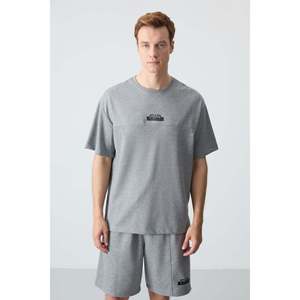 Conjunto de Pantalones Cortos Básicos para Hombre, de Algodón Gris Melange, Gruesos, Suaves y Texturizados, Corte Holgado - 85259 - Gb melange/gb melange - Product Image 3