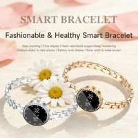 Bracelet intelligent L6 pour femme avec cadran en strass, moniteur de fréquence cardiaque, d'oxygène sanguin et de sommeil, étanche IP67, chaîne métallique, podomètre de fitness, télécommande