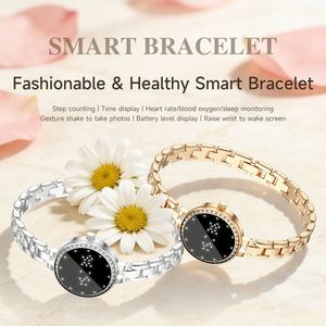 L6 Smart Band Wristband Women Rhinestone Dial HR Blood Oxygen Sleep Monitor IP67 Waterproof Metal Chain Fitness Tracker OEM Logo - Product Image 2