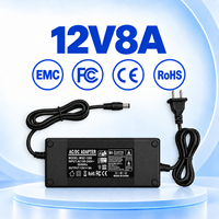 Adaptateur secteur de bureau 96W personnalisé en gros, homologué FCC, avec protection contre les surintensités, large compatibilité, prise US/AU/EU/UK 12V 8A