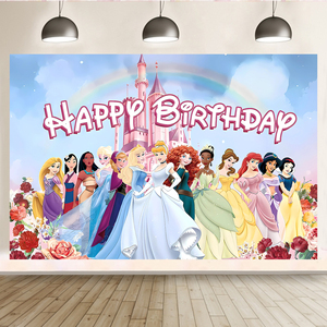 Decorazioni per Feste di <span class=keywords><strong>Compleanno</strong></span> per Ragazze, Sfondo Principesse, Castello delle Fiabe, Scenografia Principessa - Product Image 6
