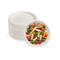 Assiettes en papier de bagasse biodégradables de 9 pouces écologiques et jetables vertes pour fast-food, compostables pour les fêtes et les restaurants