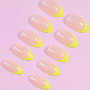OEM-esmalte de <span class=keywords><strong>uñas</strong></span> postizas con forma de almendro, 24 unidades, <span class=keywords><strong>Color</strong></span> amarillo, francés, estilo Simple - Product Image 3