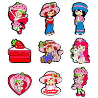 HY Wholesale Cartoon New Design Soft PVC Cheap Strawberry Shortcake Girl Shoe Charms Decorations Buckle for Rubber Clog Charms