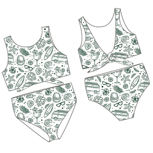Nuovo Set Costume da Bagno Estivo per Ragazze con Stampa Spiaggia, Pantaloncini da Spiaggia alla Moda, Bikini a 2 Pezzi Senza Maniche per Ragazze Adolescenti - Product Image 2