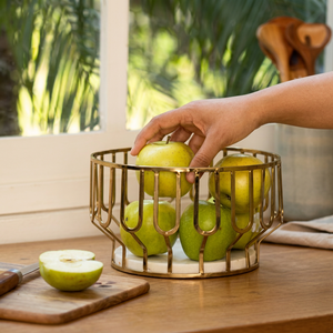 Corbeille à fruits ronde moderne 21x14x8cm – Conteneur de rangement de cuisine durable pour aliments, conception soudée à un seul niveau - Product Image 2
