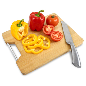 Tabla de Cortar de Bambú Resistente con Mango de Metal, 1.8 cm de Grosor, Tabla de Picar de Alta Resistencia para Chefs Profesionales, Nueva - Product Image 1