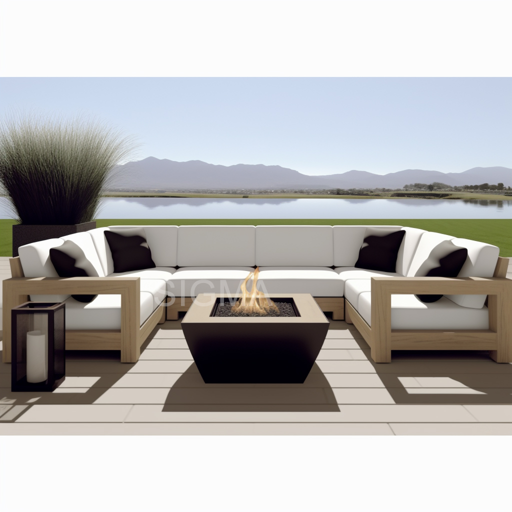 2025 Luxury Modern Garden Sofa Set Outdoor Patio Furniture Teak Solid Wood Teslin Hotels Villas Parks Outdoor Sofa