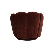 Fauteuil pivotant moderne en velours côtelé, design écaille de coquillage, avec base en socle, idéal pour hôtel
