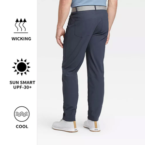 वाटरप्रूफ बैगी औपचारिक भूरे रंग की पतली ऊंची कमर पुरुषों के पॉलिएस्टर खिंचाव गोल्फ पैंट कस्टम - Product Image 2