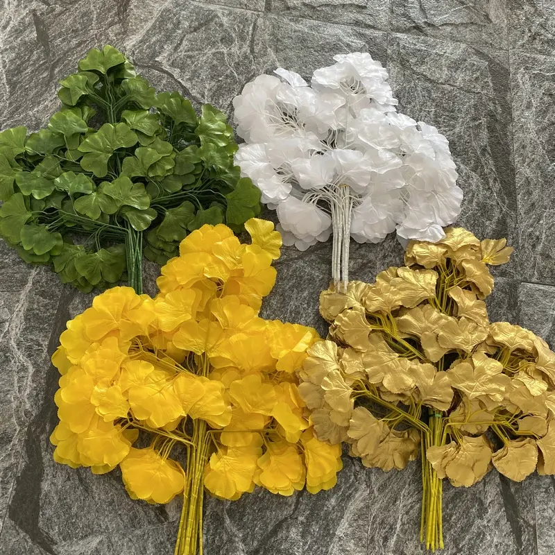 Herstellung Großhandel Pastoral Stil Seide künstlichen Ginkgo Biloba Blätter Bouquet für Home Hotel Boden dekoration