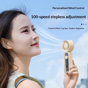 พัดลมคล้องคอแบบพกพา ดีไซน์พับได้ แบตเตอรี่ 2000mAh ลมแรงเย็นฉ่ำ ปรับความเร็วได้ 100 ระดับ สำหรับใช้ในบ้าน - Product Image 5