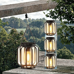 Modern IP65 Outdoor Waterproof <b>Hanging</b> <b>Solar</b> <b>Lantern</b> Lamp Iron Body LED Bulb Garden Lights for Patio Tree Decoration - Product Image 2