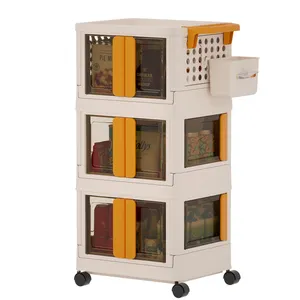 New Arrival Removable Stackable Drawer Plastic Cabinet Collapsible Storage Box with Wheels
