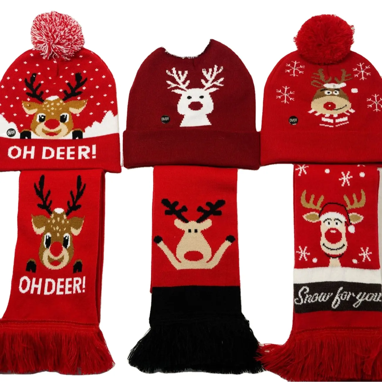 Großhandel Modestil Strick mützen Schal Mütze Hut Sets für Weihnachten