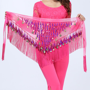 Belly Dance Hip <strong>Scarf</strong> With Tassels Sequins Triangle Coins Wrap Skirt Music Festival Clothing Stage Performance Accessories - Product Image 6