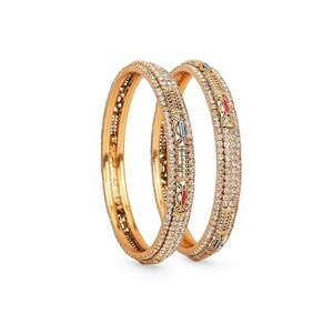 Classic Metal Bangle with White Green and <b>Red</b> Stone Embellishment Elegant Kada <b>Bracelet</b> Traditional Indian Jewelry for Women - Product Image 4