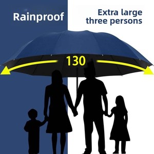 <span class=keywords><strong>Parapluie</strong></span> anti-pluie pliable extra-large à 12 os épaissi <span class=keywords><strong>renforcé</strong></span> pour la protection solaire à trois personnes manuel à la fois contre la pluie - Product Image 2